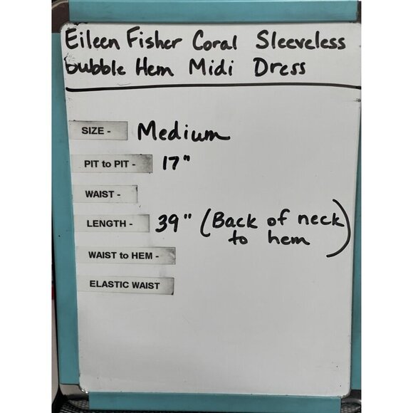 Eileen Fisher Coral Sleeveless Bubble Hem Midi Dress Size Medium Made in USA - Picture 12 of 12